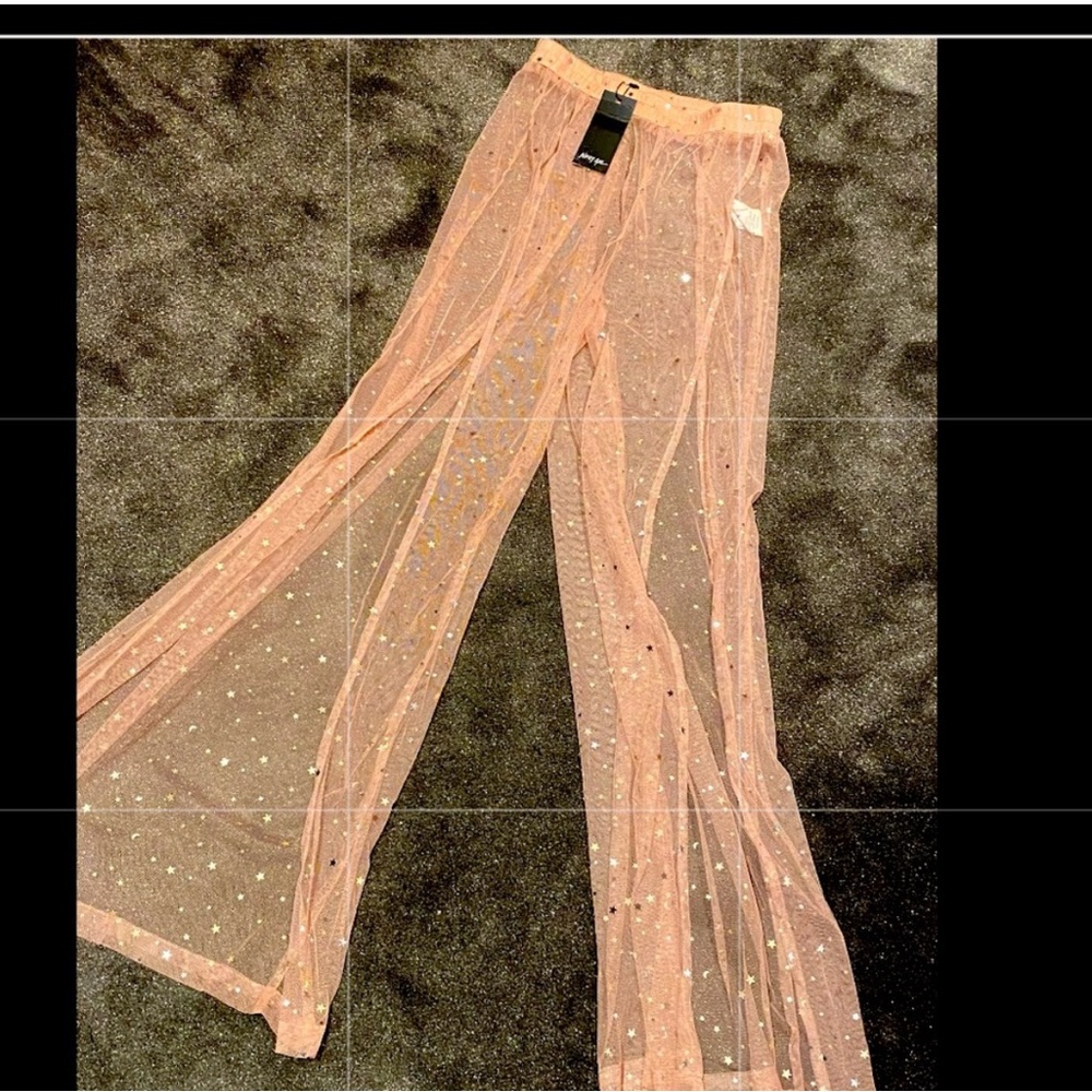 NastyGal Vacation Stars Pink Wide Leg High Waist Slit CoverUp Pants Taylor Swift - Picture 6 of 10